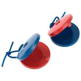 Kastanjetės medinės apvalios PP591 raudona-mėlyna Percussion Plus