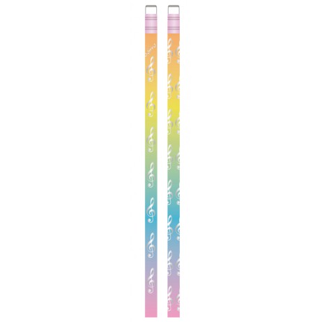 Rainbow pencil with silver treble clef patterns Sebim
