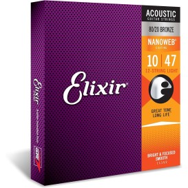 Stygos akustinei 12-stygei gitarai Nanoweb 10-47 Elixir