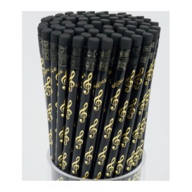 Black pencil with golden treble clef patterns Sebim