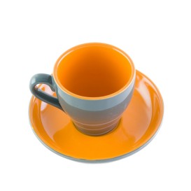 Puodelis su lėkštute oranžinis China Mug
