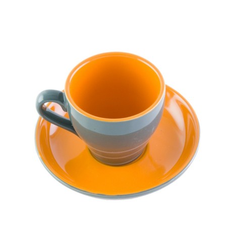 Puodelis su lėkštute oranžinis China Mug