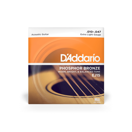 Stygos akustinei gitarai EJ15 Phosphor Bronze 10-47 D'Addario