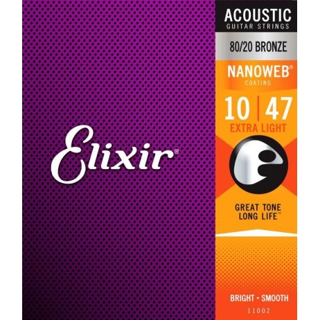 Stygos akustinei gitarai bronze 10-47 Elixir