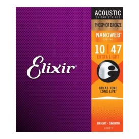 Stygos akustinei gitarai Nanoweb phosphor bronze 10-47 Elixir