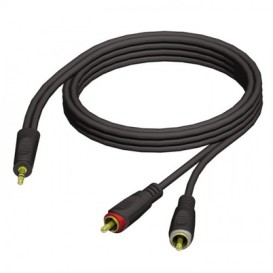Kabelis stereo Jack 3.5/2xRCA male 3m Adam Hall